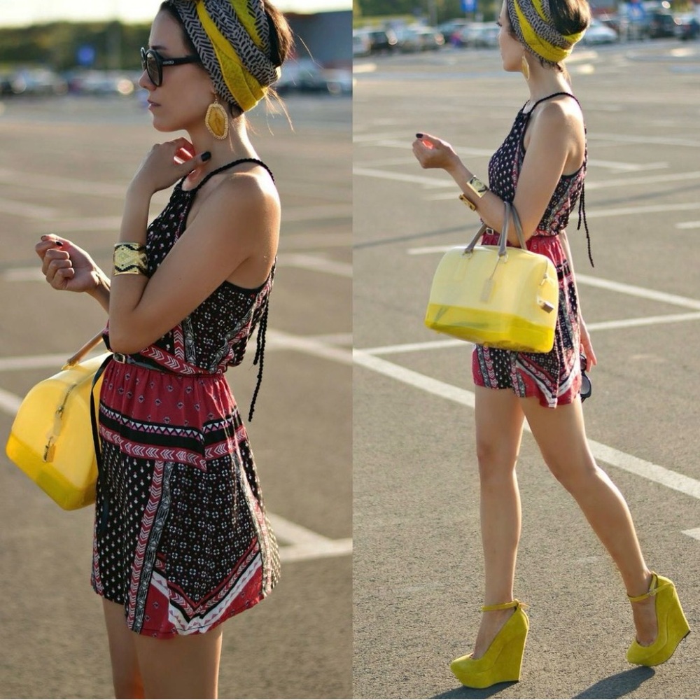 Furla Glossy Yellow Satchel - Picture 2 of 11